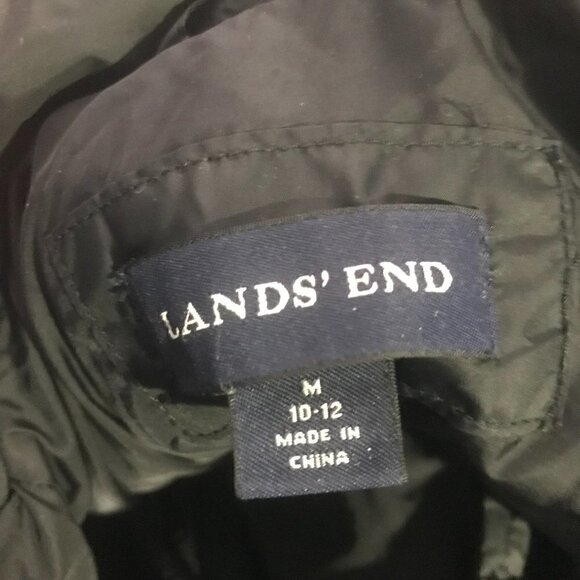 Lands End Goose Down Packable Black Puffer Coat Jacket Size M (10/12) - Picture 4 of 5